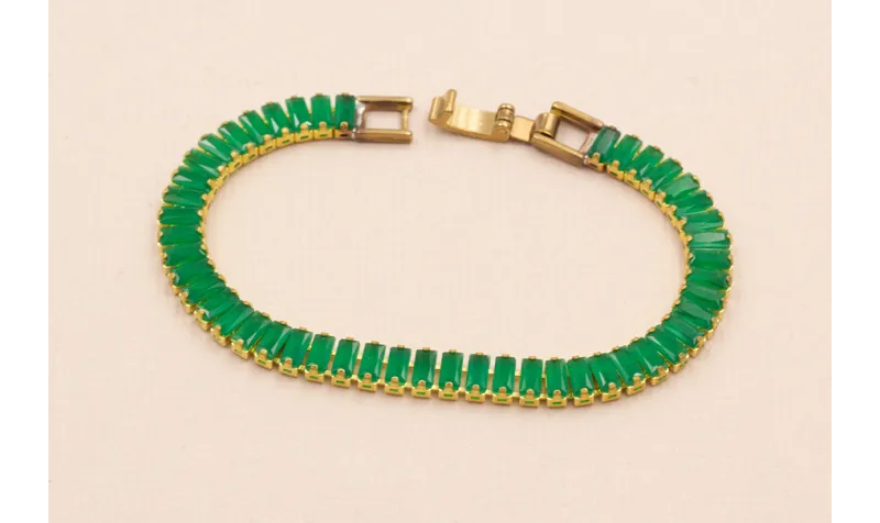 Cadena Strass de 16cms y piedra de  5*2mm verde