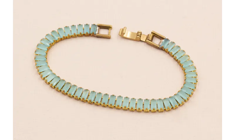 Cadena Strass de 16cms piedra de  5*2mm Azul Opal
