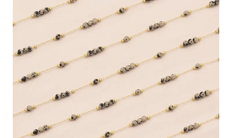 Cadena 1mm Oro Mate con 3 bolas tigre de 3mm Diam