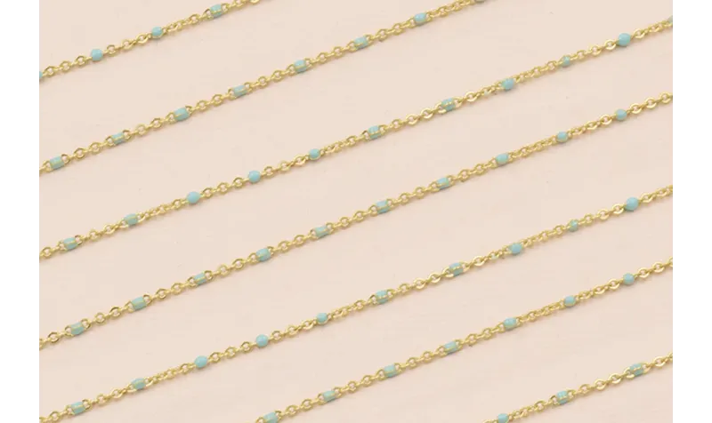 Cadena 1,5mm Oro Mate con Esmaltes de 2mm Ocre