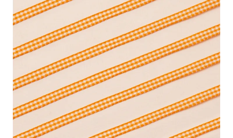 Lazo de Mini Vichy 5mm cuadros Naranja