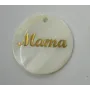 Chapa Nacar 25mm con Mama dorada /Cuentas de  Nacar 