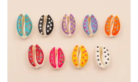 Concha Natural 17*12mm Pintada Multicolor Motas /Cuentas de  Nacar 