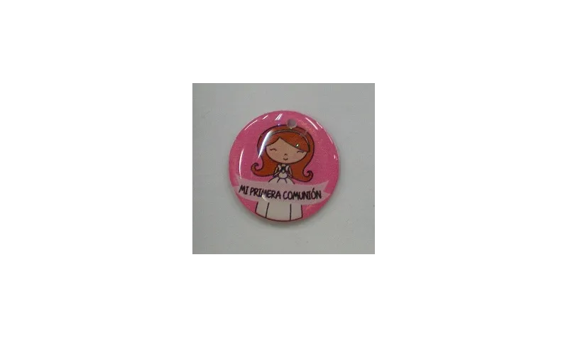 Disco Resina Mi Primera Comunión 20mm Rosa /Cuentas de  Plástico / Resina 