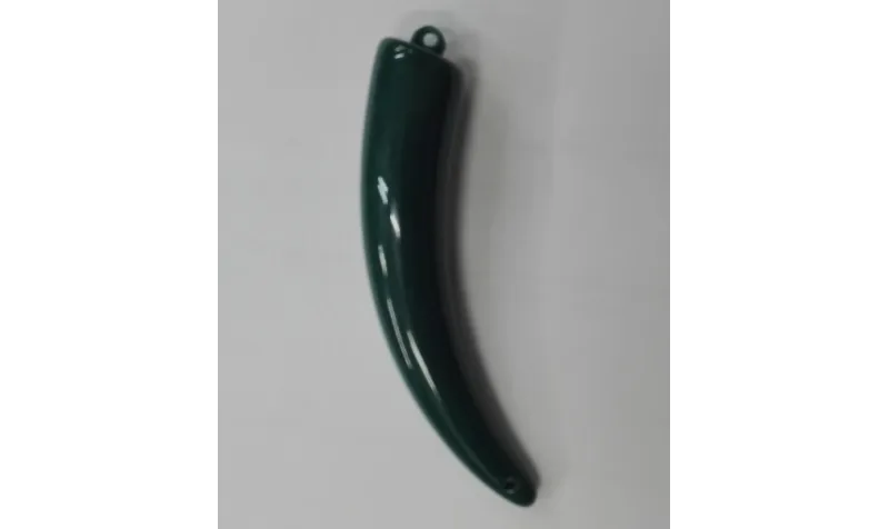 Cuerno con 2 agujeros verde opaco 10cms largo /Cuentas de  Plástico / Resina 