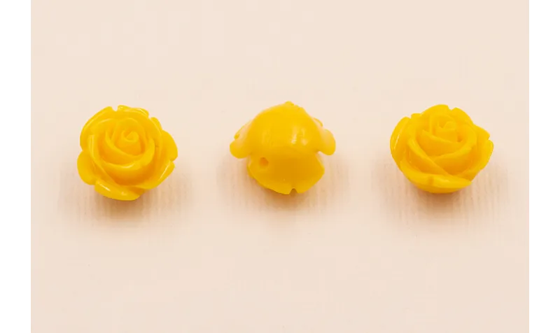 Flor Resina Coral Color Amarillo 12mm Diametro /Cuentas de  Plástico / Resina 