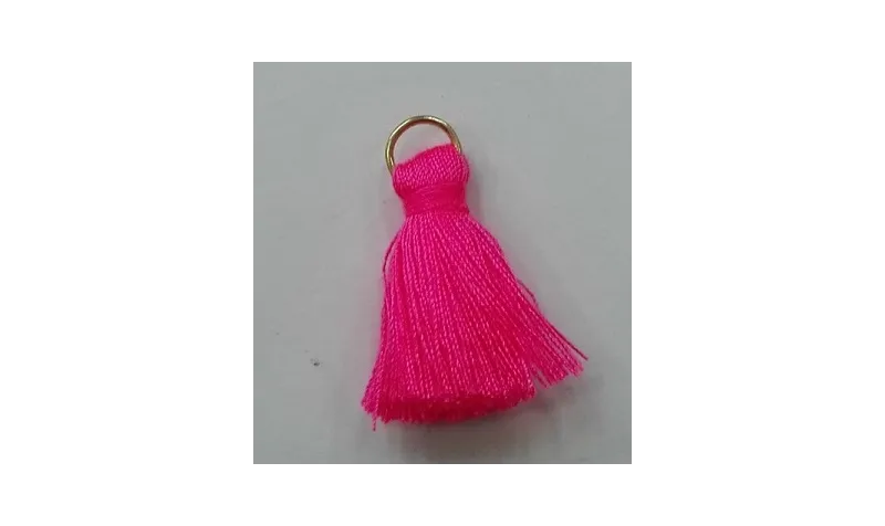 Pompon 25mm con anilla dorada Rosa Coral /Cuentas de  Tela 
