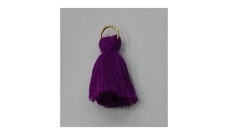 Pompon 25mm con anilla dorada Morado /Cuentas de  Tela 
