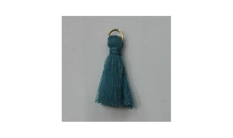 Pompon 25mm con anilla dorada Azul Piedra /Cuentas de  Tela 
