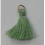 Pompon 25mm con anilla dorada verde Piedra /Cuentas de  Tela 