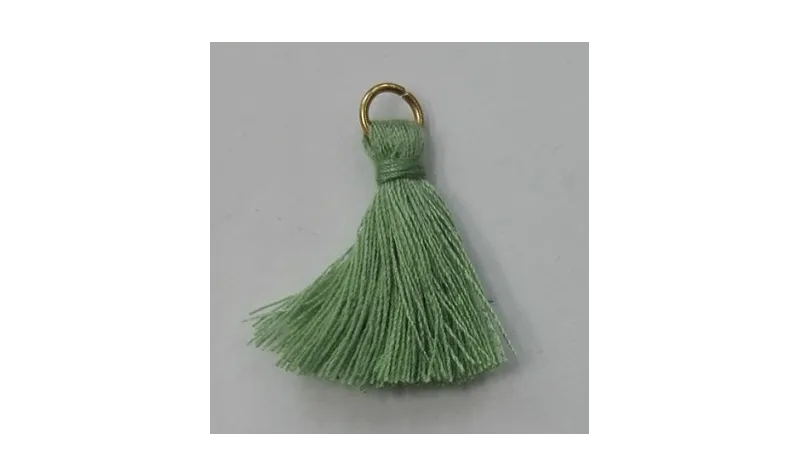 Pompon 25mm con anilla dorada verde Piedra /Cuentas de  Tela 