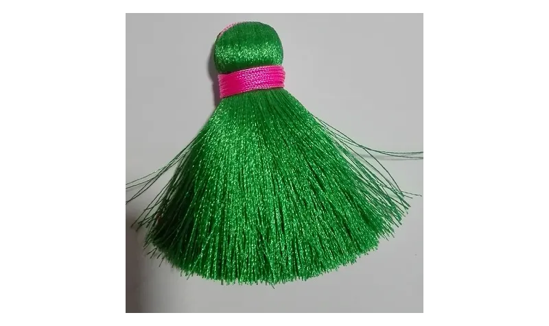 Pompón ancho 60mm*15mm verde /Cuentas de  Tela 