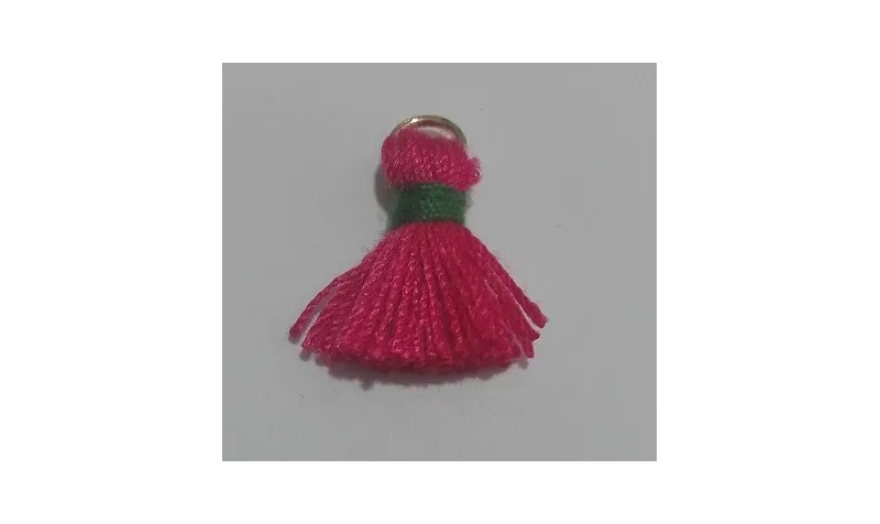 Pompon bicolor 16mm Fuxia-verde /Cuentas de  Tela 