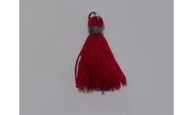 Pompon bicolor 16mm Rojo-Gris /Cuentas de  Tela 