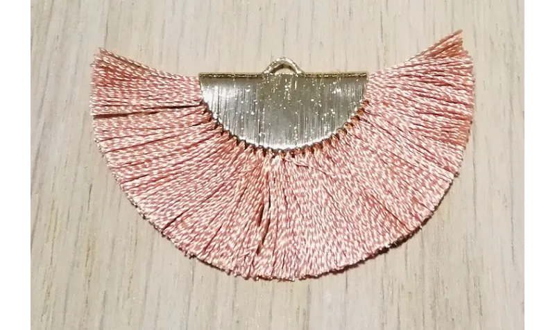 Pendiente abanico 45*25mm Rosa Cobrizo /Cuentas de  Tela 