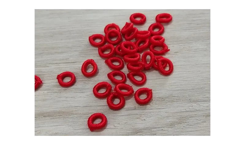 Aro Elástico 5mm. Agujero de 3mm. ROJO /Cuentas de  Tela 