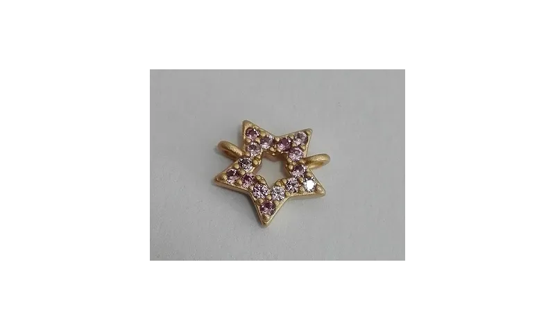 Estrella microbrillos 8mm diametro O.Mate+Rosa / Cuentas Metálicas de Latón / Zamak