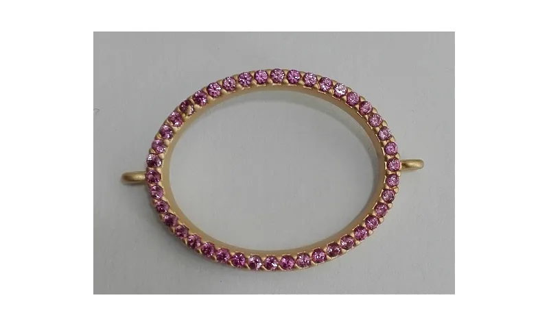 Aro grande Microbrillos 27*21mm Rosa / Cuentas Metálicas de Latón / Zamak