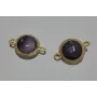 Pieza ORO MATE doble aro Piedra Amatista / Cuentas Metálicas de Latón / Zamak