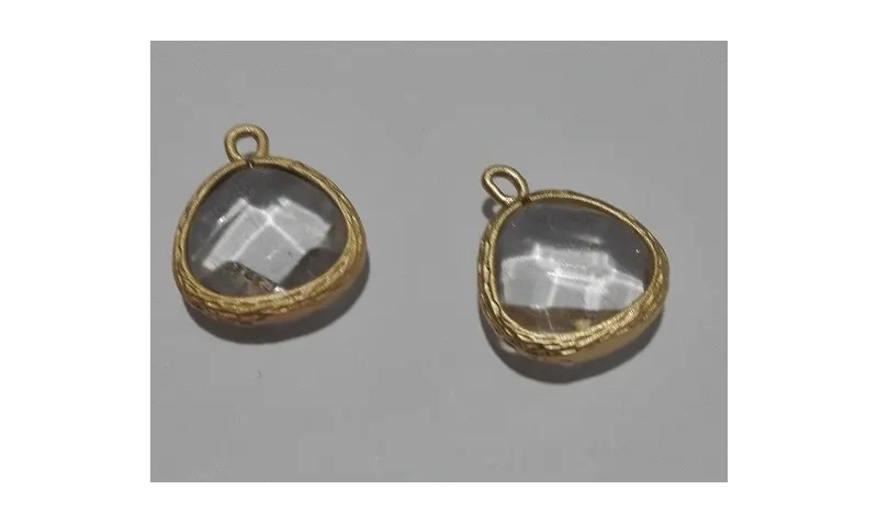 Colgante 11*11 Oro Mate Cristal / Cuentas Metálicas de Latón / Zamak