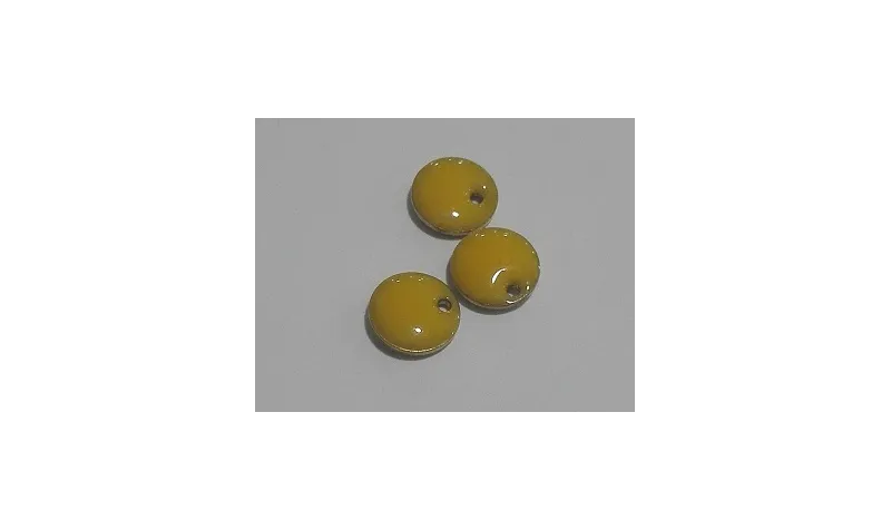 Disco esmaltado 8mm Amarillo / Cuentas Metálicas de Latón / Zamak