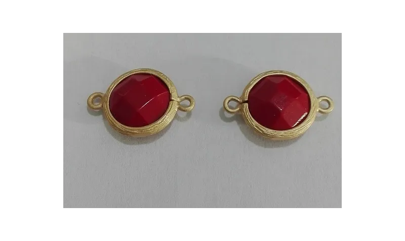Disco Jade 11mm doble agujero Rojo / Cuentas Metálicas de Latón / Zamak