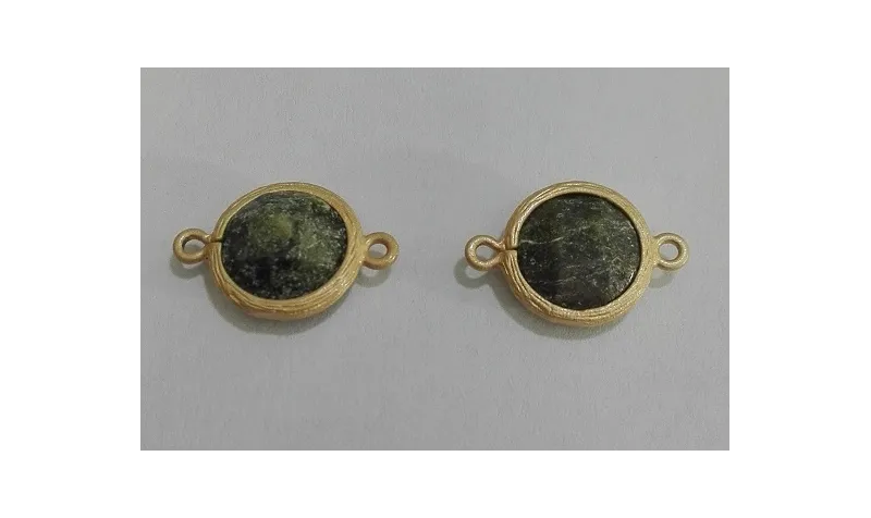 Disco Jade 11mm doble agujero Verde / Cuentas Metálicas de Latón / Zamak