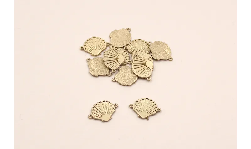 Pieza Concha 2 anillas 14*10mm oro mate / Cuentas Metálicas de Latón / Zamak