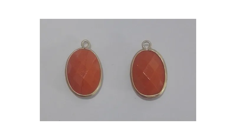 Ovalo cristal con metal 18*13mm Naranja opaco / Cuentas Metálicas de Latón / Zamak