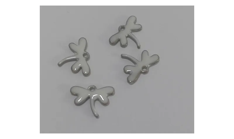 Libélula esmaltada 11*10mm Blanco / Cuentas Metálicas de Latón / Zamak