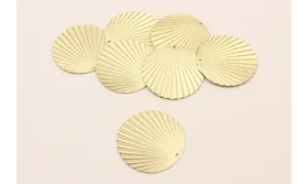 Disco ondulado 37mm Dorado Mate / Cuentas Metálicas de Latón / Zamak