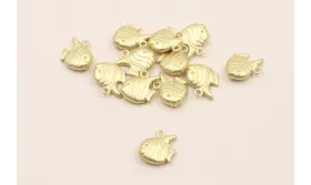 Colgante Pez Dorado Mate 9*10mm / Cuentas Metálicas de Latón / Zamak