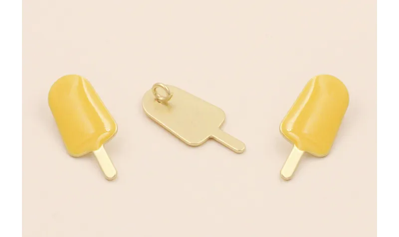Cuenta Polo 18*8mm D.Mate esmalte Amarillo / Cuentas Metálicas de Latón / Zamak