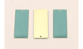 Cuenta Rectangulo 38*15 D.Mate Esmalte Azul piedra / Cuentas Metálicas de Latón / Zamak
