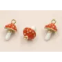 Colgante seta 12*6mm Blanca y Naranja / Cuentas Metálicas de Latón / Zamak
