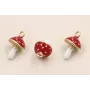 Colgante seta 12*6mm Blanca y Roja / Cuentas Metálicas de Latón / Zamak