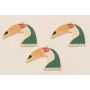 Colgante Tucan 30*40mm Beige y verde / Cuentas Metálicas de Latón / Zamak