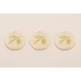 Disco Dorado Mate Esmalte Beige con Hoja Dorada / Cuentas Metálicas de Latón / Zamak