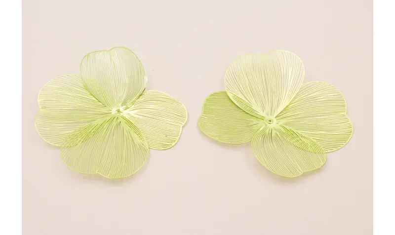 Cuenta Flor 70mm  4 pétalos Moldeable Verde Metal / Cuentas Metálicas de Latón / Zamak
