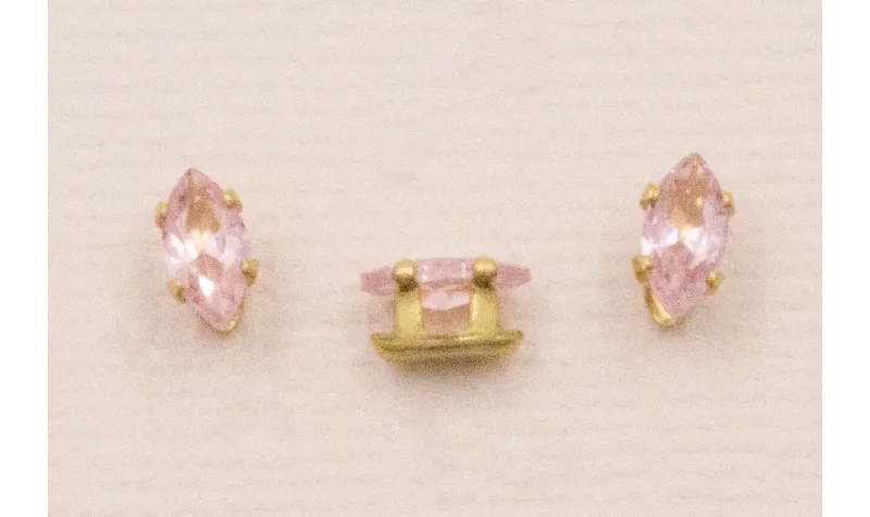 Cabujónn cristal  3*6mm color Rosa Brillo / Cuentas Metálicas de Latón / Zamak