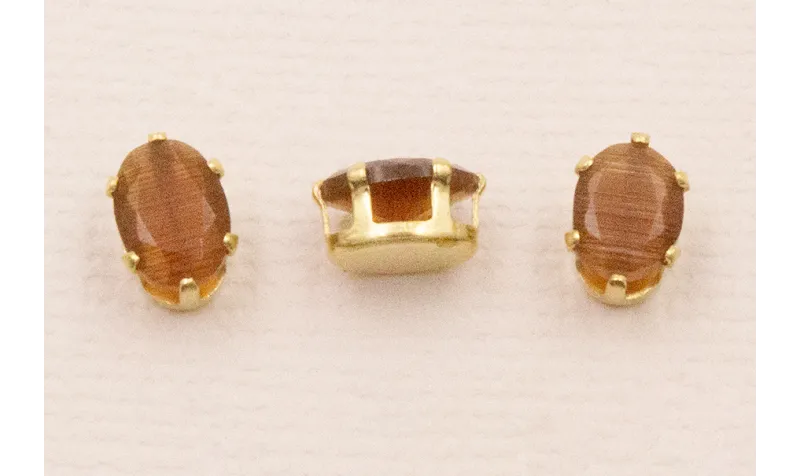 Cabujónn cristal  5*7mm color Marrón / Cuentas Metálicas de Latón / Zamak