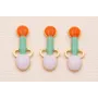 Colgante 15*6 Lila, verde y Coral sobre Oro Mate / Cuentas Metálicas de Latón / Zamak