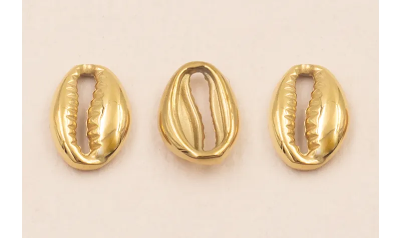 Concha Acero Inox. 10*6mm Oro / Cuentas Metálicas de Acero Inoxidable