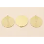 Colgante Disco rayado de 38mm O.mate Esmalte Beige / Cuentas Metálicas de Latón / Zamak