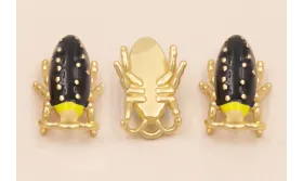 Colgante Escarabajo 15*10mm Negro, Lima y Beige / Cuentas Metálicas de Latón / Zamak