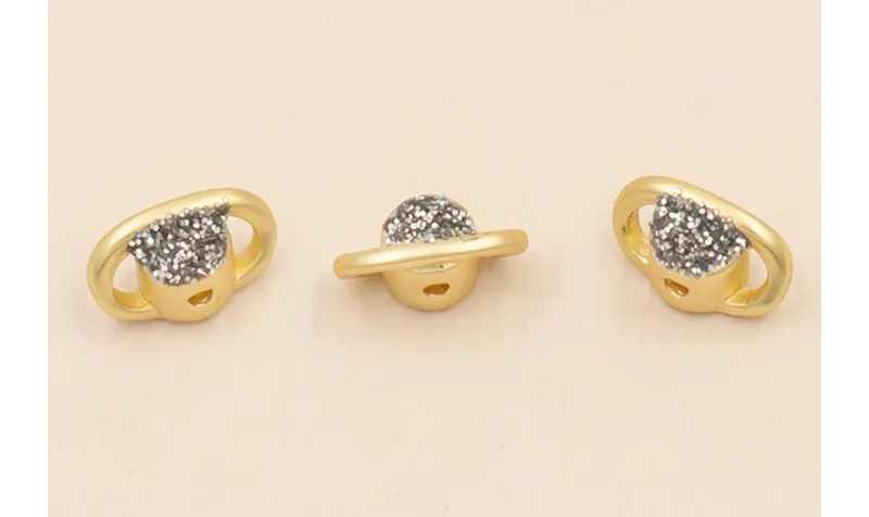 Entrepieza Planeta Brillante 8*5mm Oro Mate / Cuentas Metálicas de Latón / Zamak