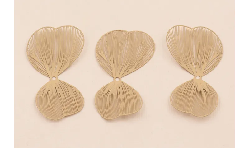 Pareja de Pétalos 50*27mm moldeables Beige / Cuentas Metálicas de Latón / Zamak