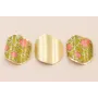 Disco ondas de 40mm O. Mate Hojas verdes y Flores / Cuentas Metálicas de Latón / Zamak
