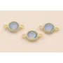 Entrepieza de 12*7 con Cristal Azul de 5mm O.Mate / Cuentas Metálicas de Latón / Zamak