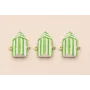 Entrepieza Caseta Playa 13*7*4mm Verde y Blanco / Cuentas Metálicas de Latón / Zamak